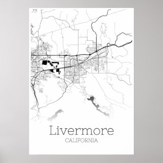 Livermore Karta - Kalifornien - City Karta Poster