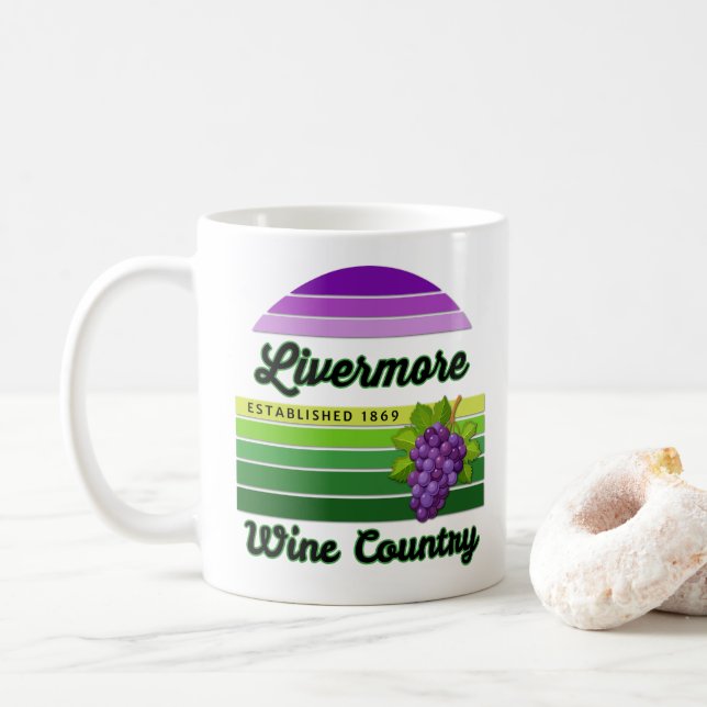 Livermore Wine Country Lila Gröna Ränder Vindruvor Kaffemugg (Med munk)