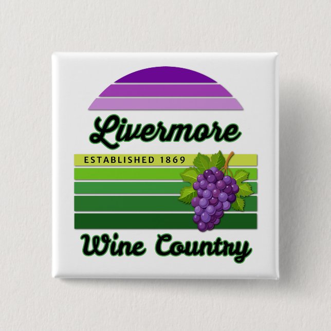 Livermore Wine Country Lila Gröna Ränder Vindruvor Knapp (Framsida)