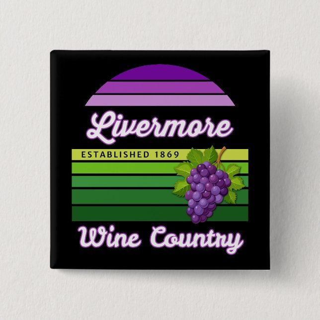 Livermore Wine Country Lila Gröna Ränder Vindruvor Knapp (Framsida)