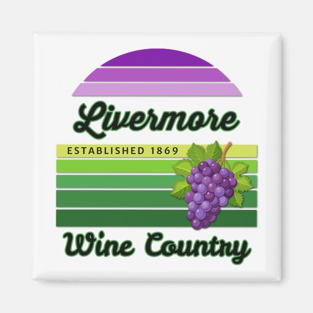 Livermore Wine Country Lila Gröna Ränder Vindruvor Magnet (Framsidan)