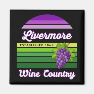 Livermore Wine Country Lila Gröna Ränder Vindruvor Magnet