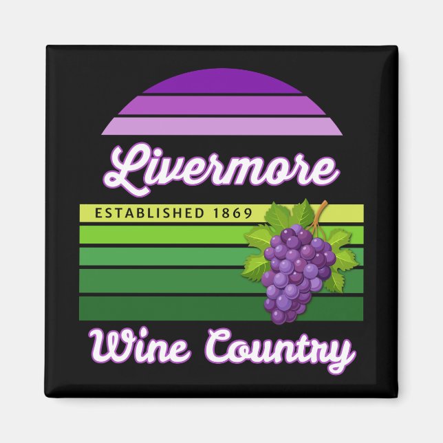 Livermore Wine Country Lila Gröna Ränder Vindruvor Magnet (Framsidan)