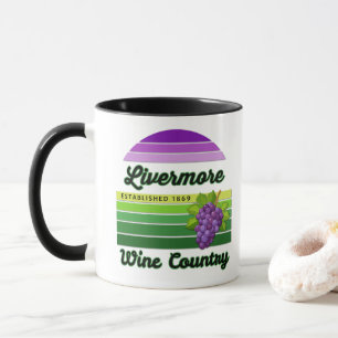 Livermore Wine Country Lila Gröna Ränder Vindruvor Mugg