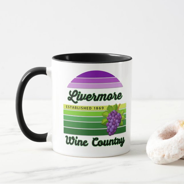 Livermore Wine Country Lila Gröna Ränder Vindruvor Mugg (Med munk)
