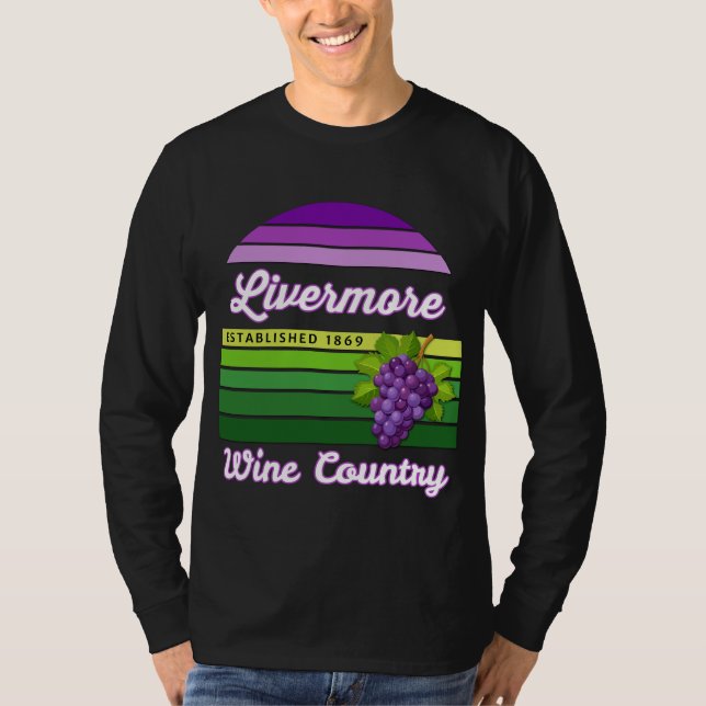Livermore Wine Country Purple Green Stripes Grapes T Shirt (Framsida)