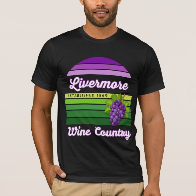 Livermore Wine Country Purple Green Stripes Grapes T Shirt (Framsida)