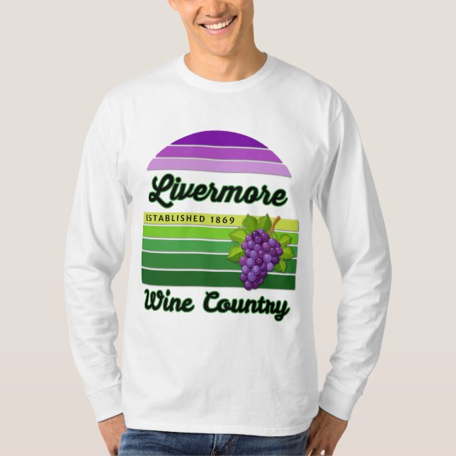 Livermore Wine Country Purple Green Stripes Grapes T Shirt (Framsida)