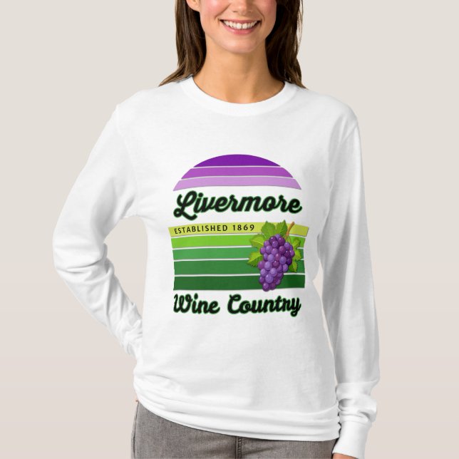 Livermore Wine Country Purple Green Stripes Grapes T Shirt (Framsida)