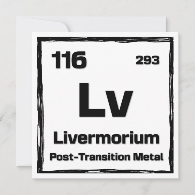 Livermorium (Lv) - Periodic Table of The Elements Kort (Framsida)