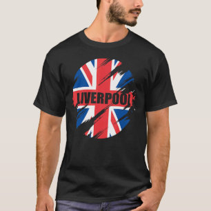 Liverpool British Flagga England Uk Britain Union  T Shirt