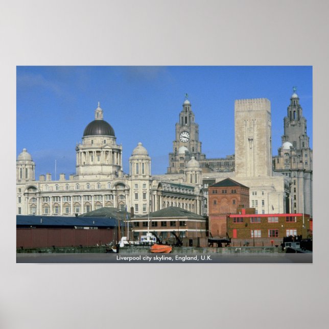 Liverpool city skyline, England, Förenade kungarik Poster (Framsidan)