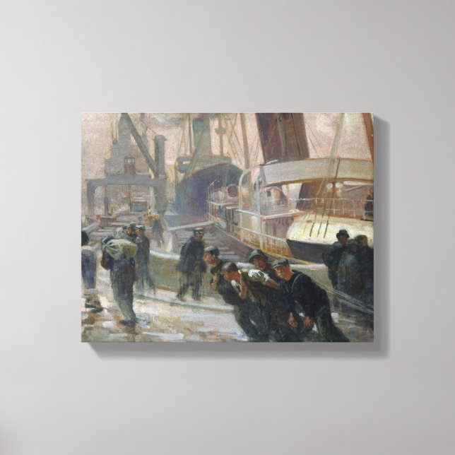 Liverpool Dockers in Dawn, 1903 Canvastryck (Framsida)