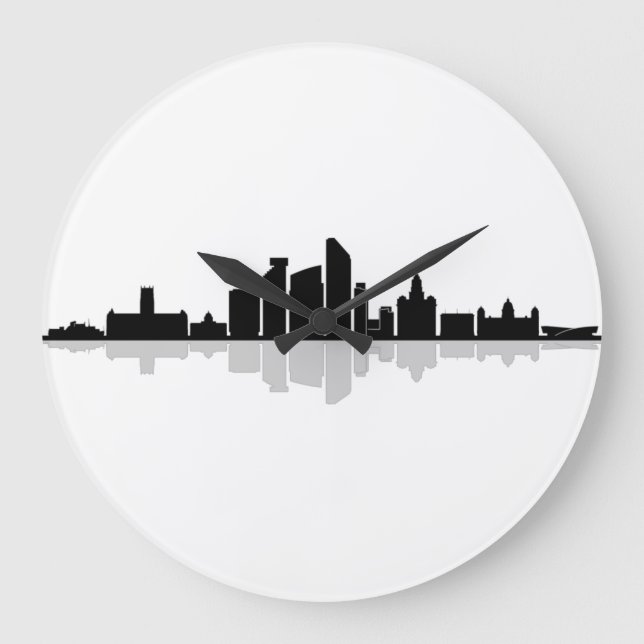 LIVERPOOL England Fußball City Skyline Silhouette Stor Klocka (Framsida)