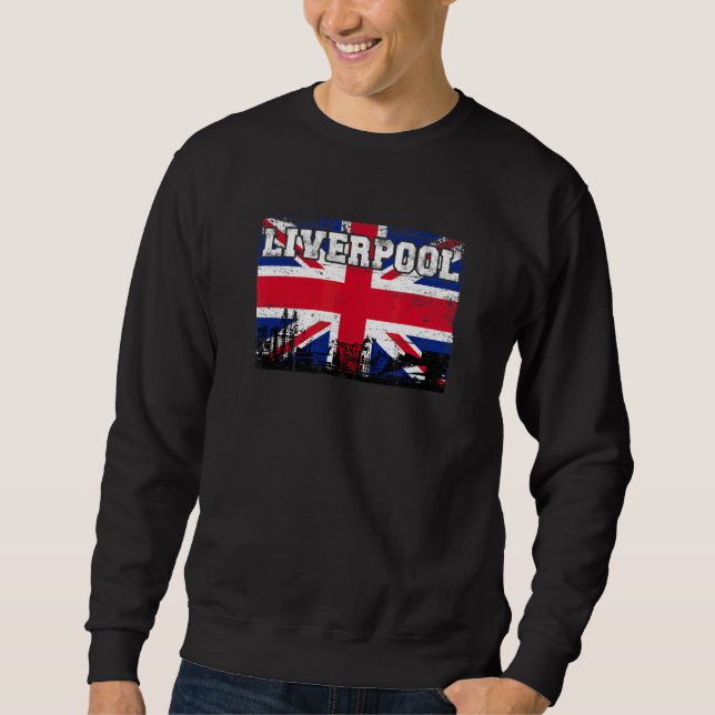 Liverpool England Storbritannien Europa Lång Ärmad Tröja (Framsida)