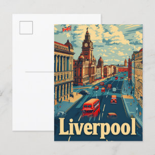 Liverpool England Vintage resor Illustration Vykort