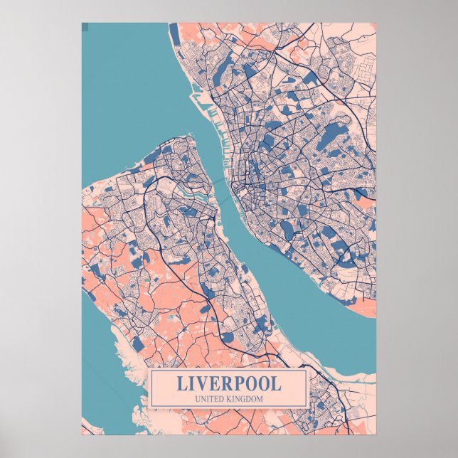 Liverpool - Förenade kungariket Breezy City Karta Poster (Framsidan)
