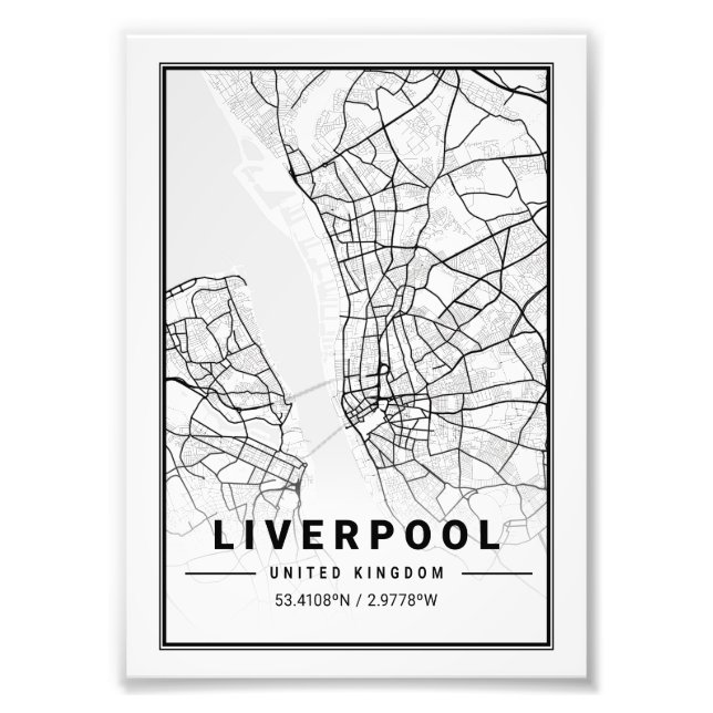 Liverpool - Förenade kungariket Light City Karta Fototryck (Framsidan)