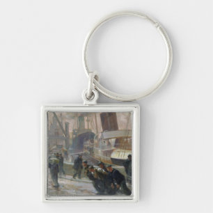Liverpool hamnarbetarear på gryning, 1903 fyrkantig silverfärgad nyckelring