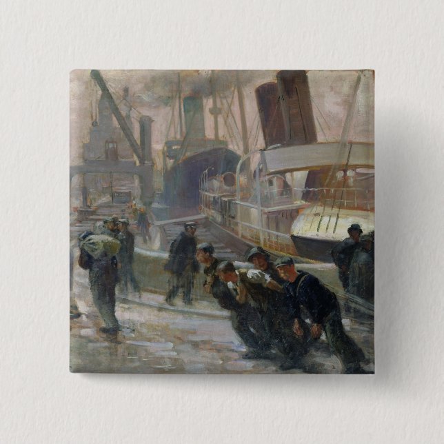 Liverpool hamnarbetarear på gryning, 1903 knapp (Framsida)