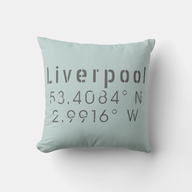 Liverpool Latitude Longitud Kudde (Framsida)