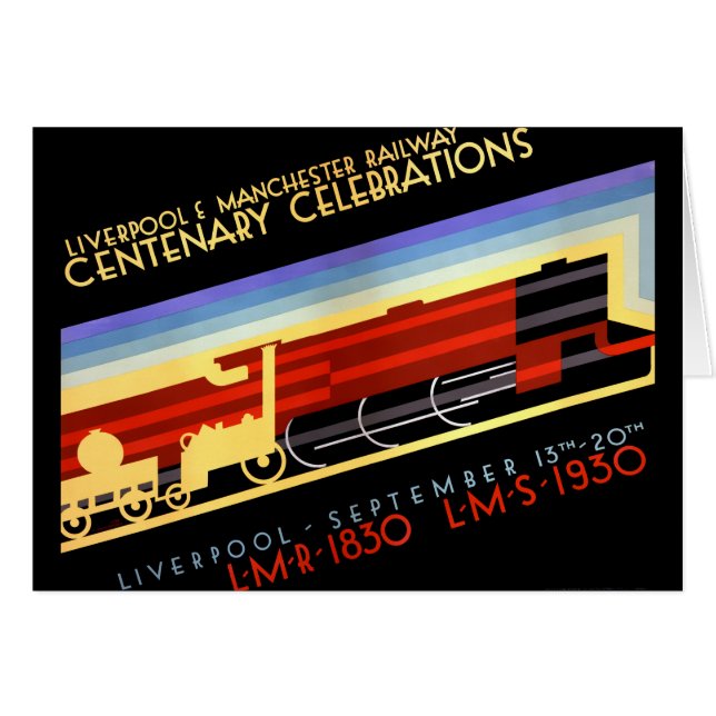 Liverpool Manchester Railway Vintage affisch Hälsningskort (Framsidan Horizontal)