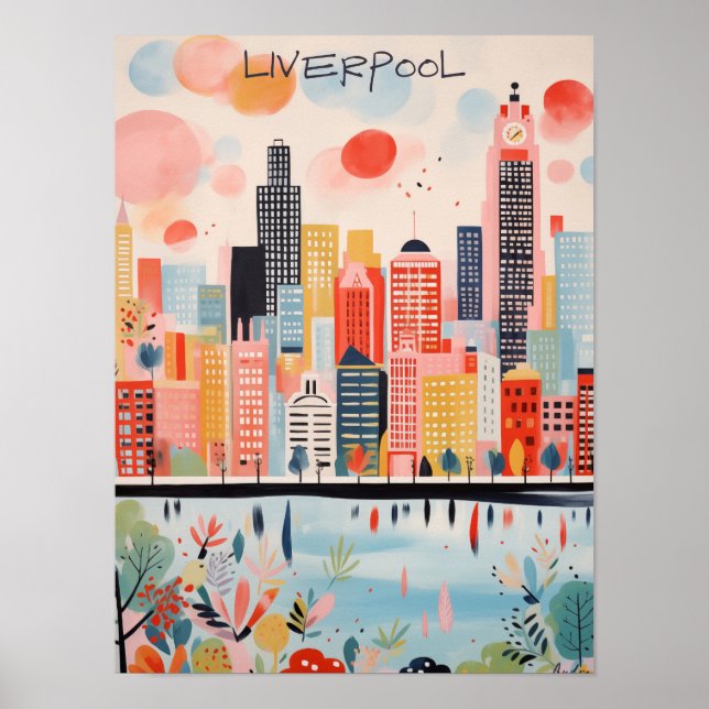 Liverpool Resestaden Väggkonst Målning Estetik (Framsidan)