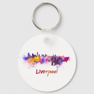 Liverpool-skylin i vattenfärg nyckelring