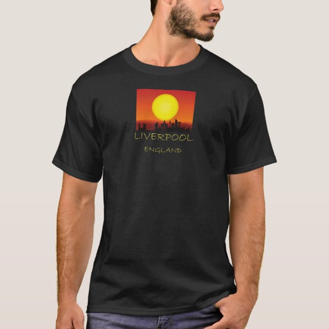 Liverpool Skyline England United Kingdom British C T Shirt (Framsida)