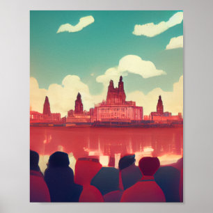 Liverpool Tecknad Stil Poster