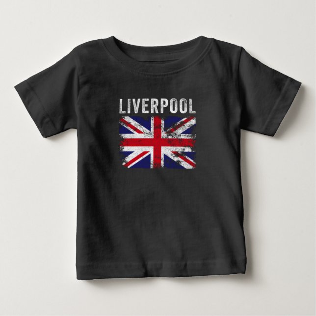 Liverpool UK Flagga England Souvenir T Shirt (Framsida)