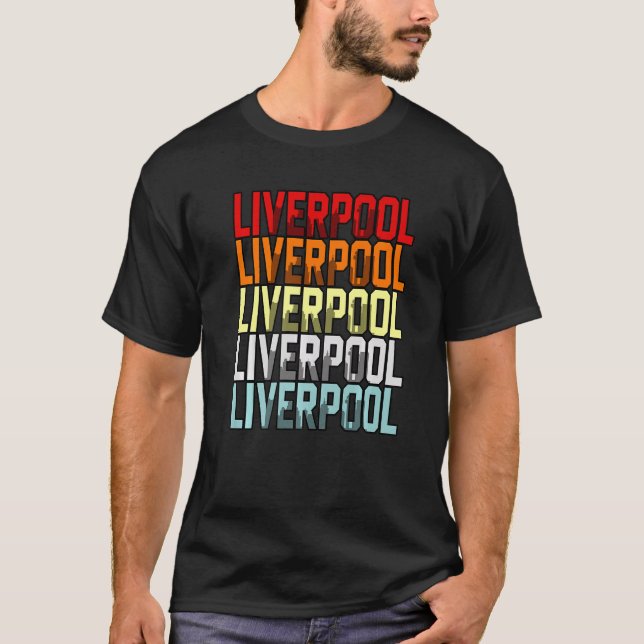 Liverpool Uk Flagga T Shirt (Framsida)