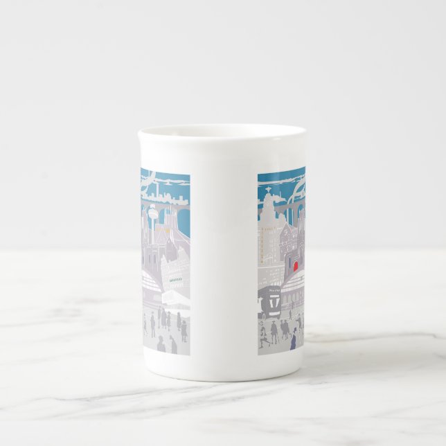 Liverpool UK Skyline Bone China Mugg Benporslin Mugg (Framsidan)