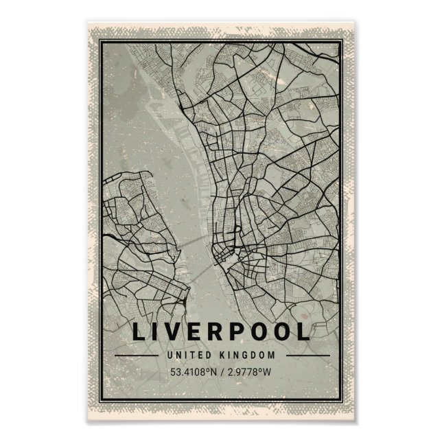Liverpool united kingdom map print poster canvas (Framsidan)