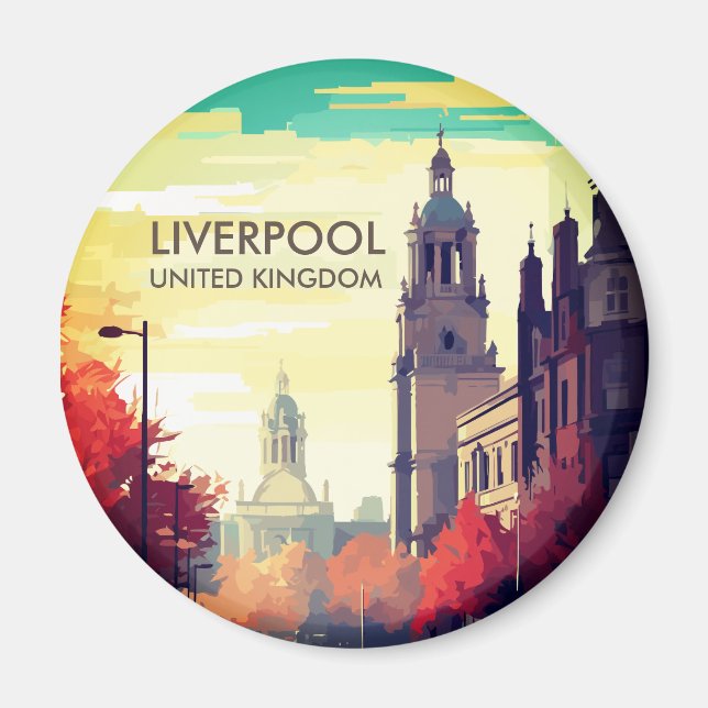 Liverpool United Kingdom Travel Magnet (Framsidan)