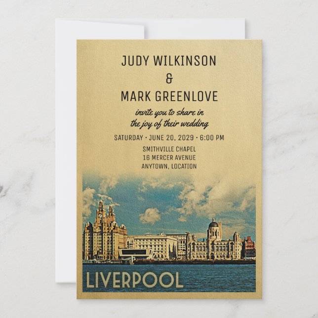 Liverpool Wedding Investigation UK England Inbjudningar (Framsida)