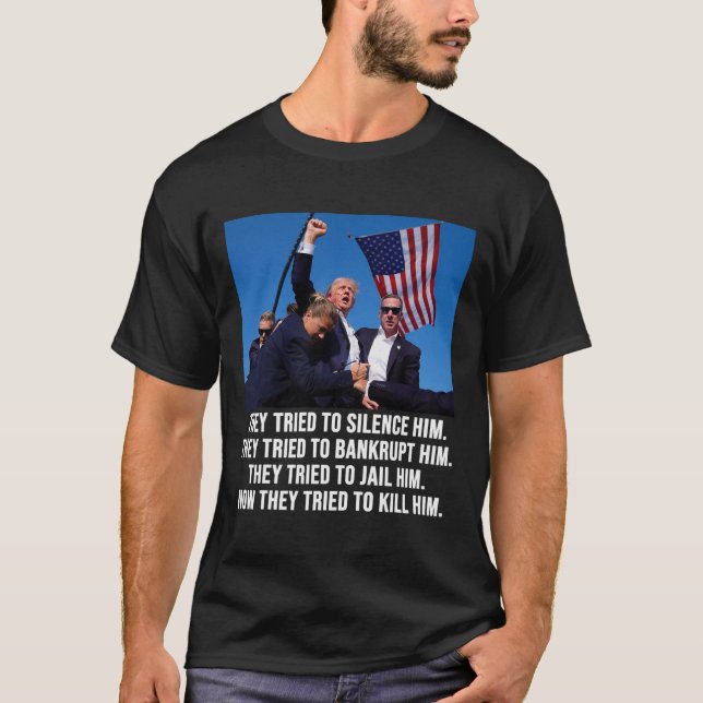 Lives Donald Trump Mugg Shot - aldrig överlämnande T Shirt (Framsida)