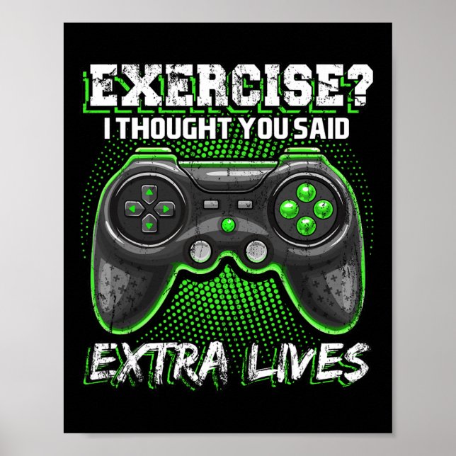 Lives Funny Video Game Controller Retro Gamer Boys Poster (Framsidan)