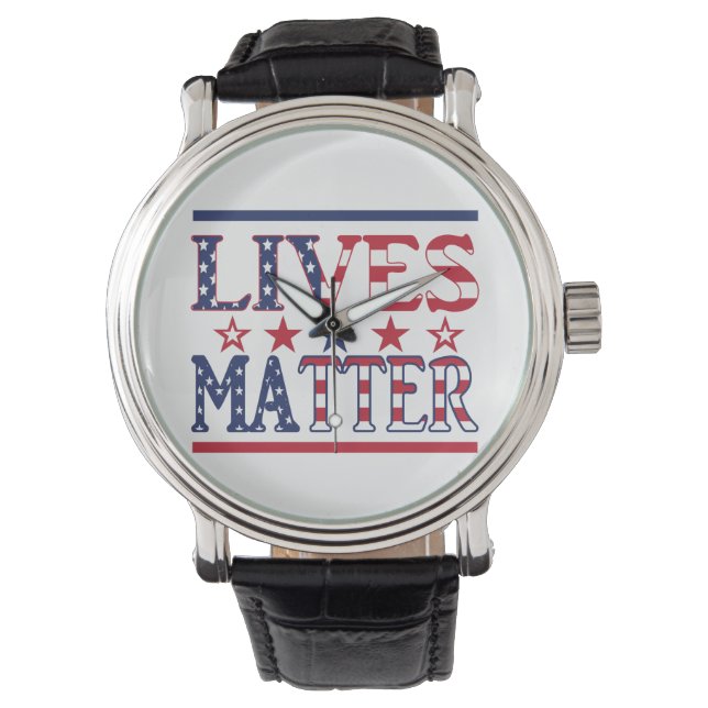 Lives Matter - Amerikanska Flagga Armbandsur (Framsida)