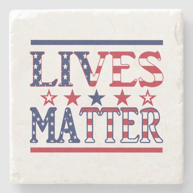 Lives Matter - Amerikanska Flagga Stenunderlägg (Framsidan)