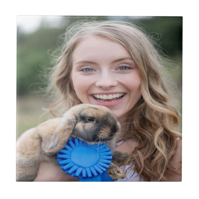 Livestock Show Rabbit Photo Customize Kakelplatta (Framsidan)