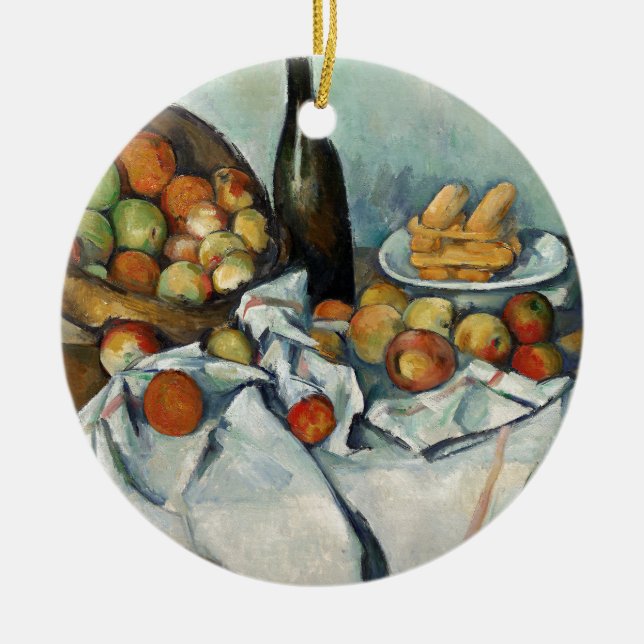 Livet Apples Basket Cezanne Painting Art Julgransprydnad Keramik (Framsidan)