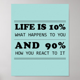 Livet är 10 % vad som händer med dig Motiveringsof Poster