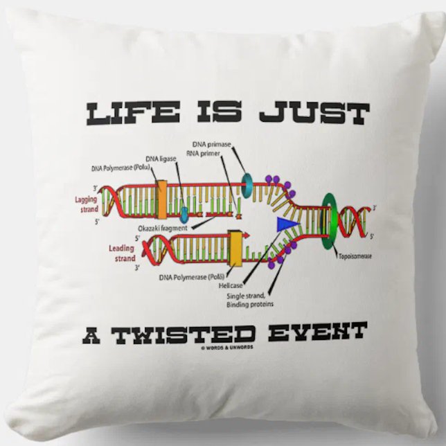 Livet är bara en Twisted Event-DNA-replikering Hum Kudde (Throw pillow featuring DNA replication for anyone who views life as just a twisted event!)