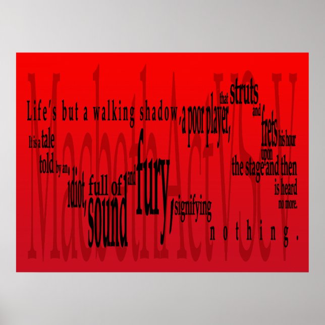 "Livet är bara en Walking Shadow" Macbeth Shakespe Poster (Framsidan)