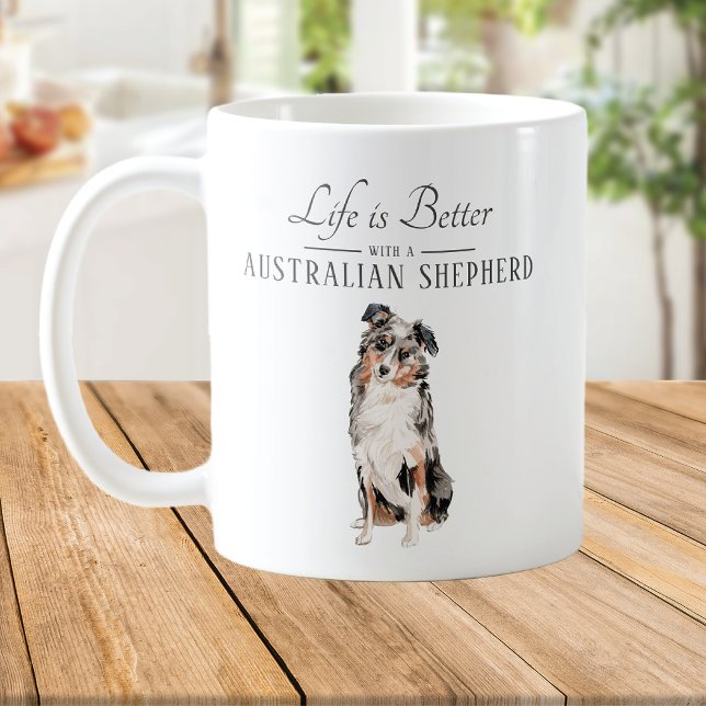 Livet är bättre Australian shepherd Kaffemugg (Skapare uppladdad)