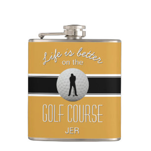 Livet är Bättre Citat Golf Monogram Svart Gult Fickplunta