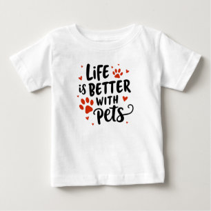 Livet är bättre för husdjur - Cute Red Heart Pet T Shirt