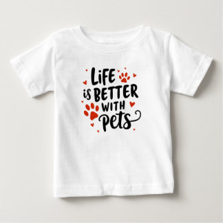Livet är bättre för husdjur - Cute Red Heart Pet T Shirt