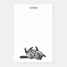 Livet är bättre för katter | Typografi för Roligt Post-it Block